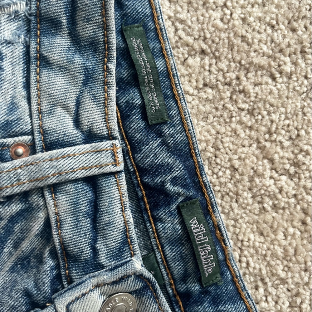 Wild Fable Super High Rise Cut off Blue Distressed Jean Shorts - Picture 2 of 4
